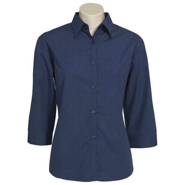 Ladies Micro Check 3/4 Sleeve Shirt Thumbnail